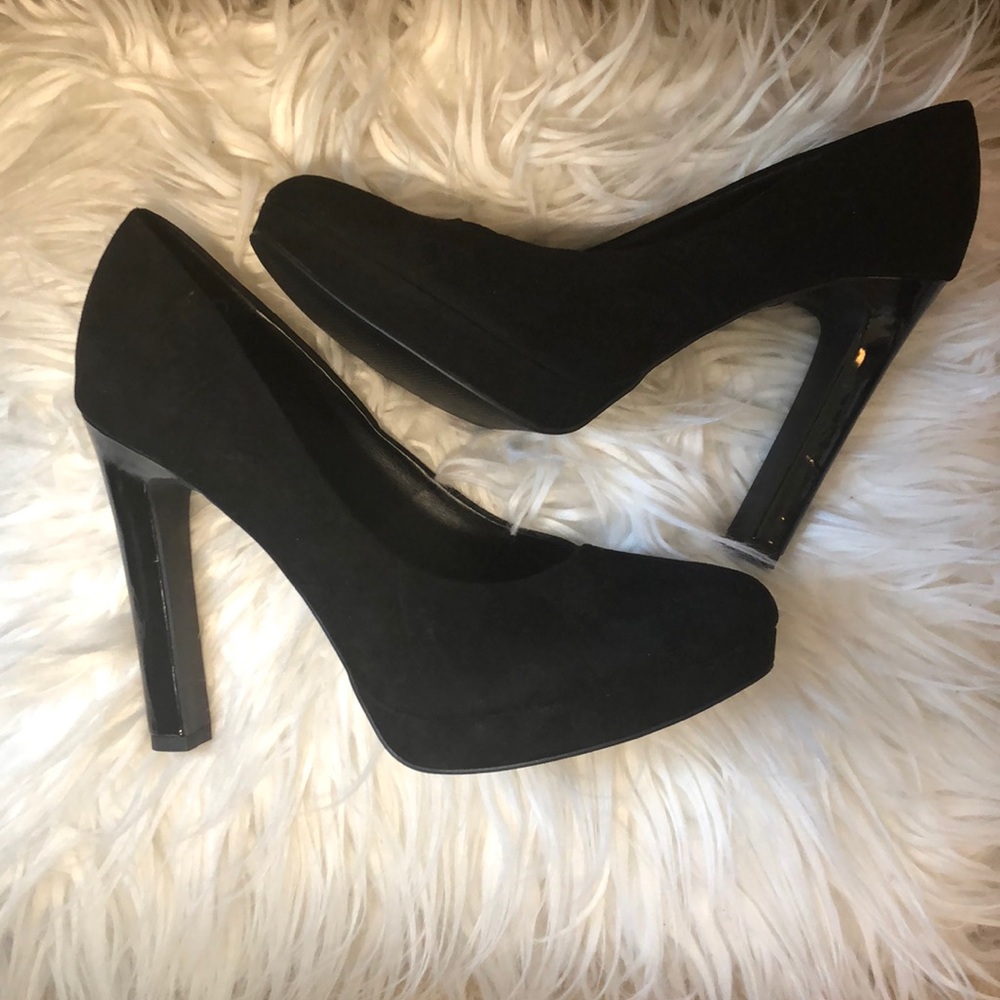 Faux suede heels